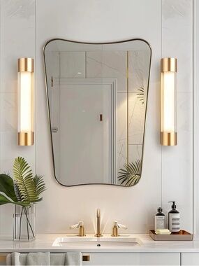 Contemporary Concave Scalloped Irregular Bathroom Vanity Mirror